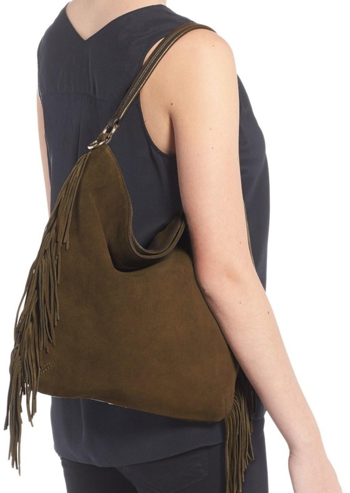 Rebecca Minkoff Khaki Hobo Bag with Fringe
